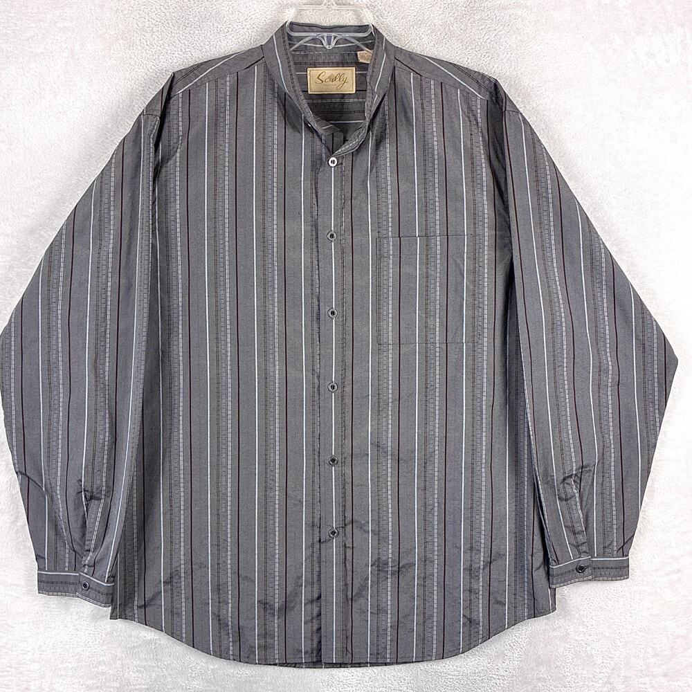 Vintage Scully Shirt Mens L Gray Stripe Western Rangewear Cowboy Rodeo Y2K